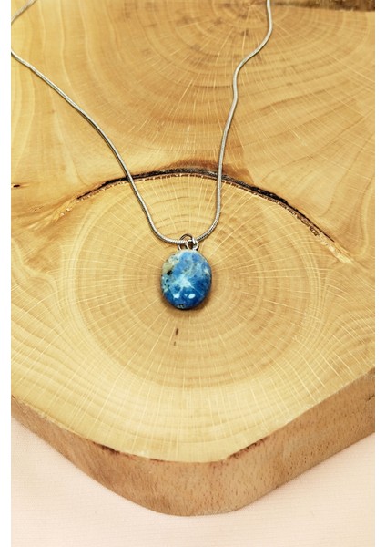 Sodalit Doğal Taşı Zincirli El Yapımı Kolye Uç: 1,5 cm Zincir: 20 cm Kutulu fırsatları