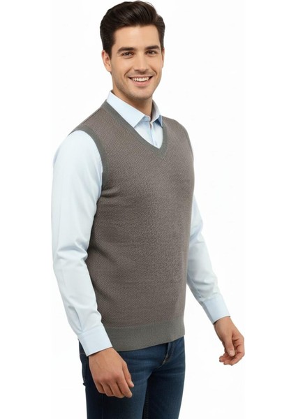 Erkek V Yaka Süveter Çelik Örgü Regular Kalıp 5206H BGL-ST04841 fiyatları