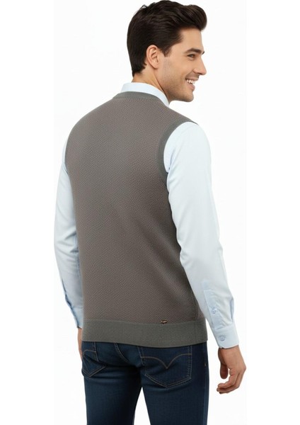 Erkek V Yaka Süveter Çelik Örgü Regular Kalıp 5206H BGL-ST04841 modelleri