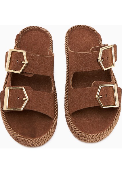 Horia Taba Çift Bantlı Örgü Tabanlı Kadın Terlik fırsatları