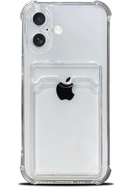 Apple iPhone 17 Uyumlu Kılıf Kartlık Bölmeli Arkası Şeffaf Soft Dayanıklı Kılıf Kapak