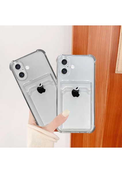 Apple iPhone 17 Uyumlu Kılıf Kartlık Bölmeli Arkası Şeffaf Soft Dayanıklı Kılıf Kapak indirimleri