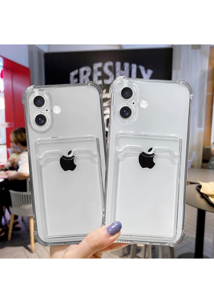 Apple iPhone 17 Uyumlu Kılıf Kartlık Bölmeli Arkası Şeffaf Soft Dayanıklı Kılıf Kapak