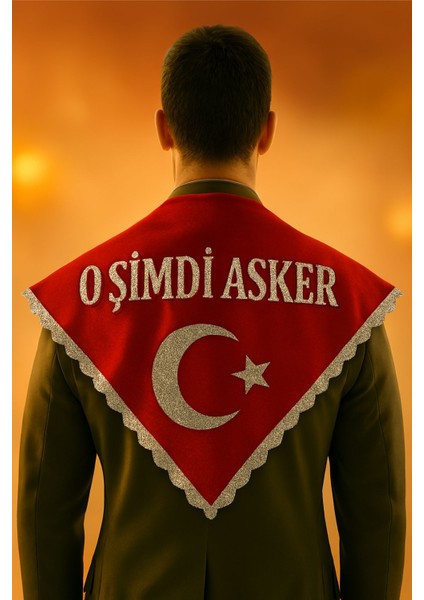Zirve Kına ''o Şimdi Asker'' Yazılı Pullu, Eldivenli Kırmızı Renk (Üçgen Şeklinde)