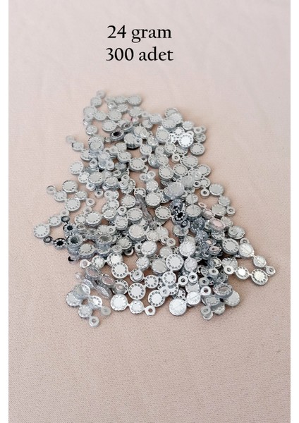 Oya Abiye Bileklik Kolye Pleksi Metalik Plastik Pul Gümüş Renk 24 Gram 300 Adet - BNC560