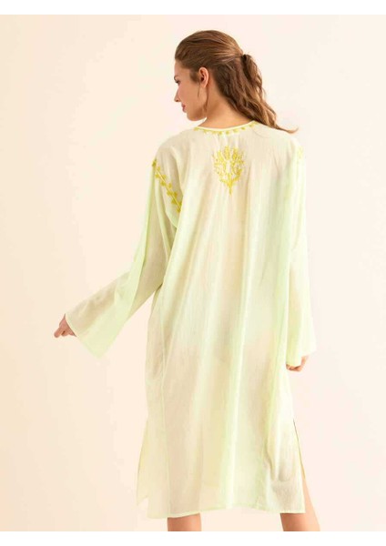İşlemeli Açık Günlük Elbise Açık Yeşil Y9962103_436 fırsatları
