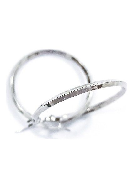 Kadın 925 Ayar Gümüş Sade Köşeli Orta Boy 3 cm Halka Küpe modelleri