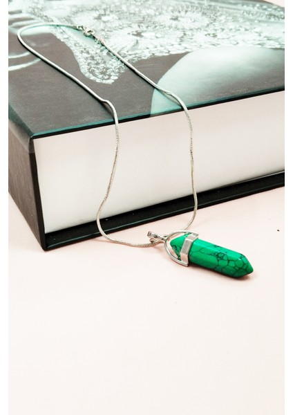 Krizopraz Doğal Taşı Zincirli El Yapımı Tasarımlı Kolye Uç: 3,5 cm Zincir: 20 cm Kutulu modelleri