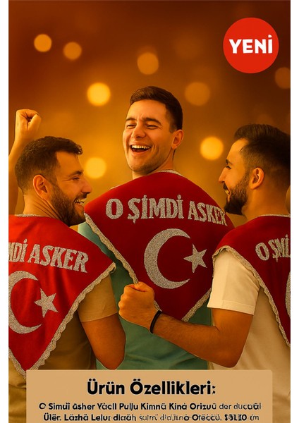 Kelebek Kına Kırmızı Renk ''o Şimdi Asker'' Yazılı, Pullu Kına Örtüsü Eldivenli, (Üçgen Şeklinde) modelleri