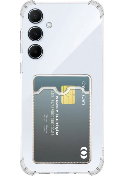 Samsung Galaxy A56 Uyumlu Kılıf Kartlık Bölmeli Arkası Şeffaf Soft Dayanıklı Kılıf Kapak