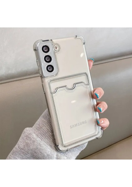 Samsung Galaxy A56 Uyumlu Kılıf Kartlık Bölmeli Arkası Şeffaf Soft Dayanıklı Kılıf Kapak