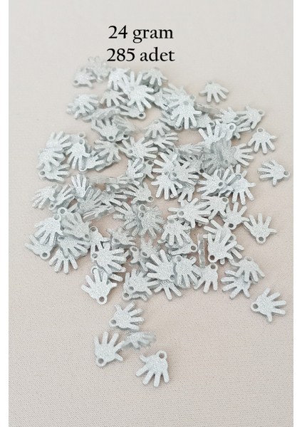 Oya Abiye Bileklik Kolye Pleksi Metalik Plastik Pul Gümüş Renk 24 Gram 285 Adet - BNC579