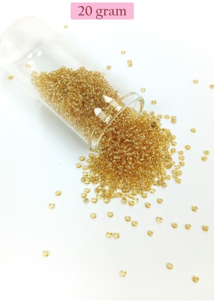Dökme Cam Kum Boncuk (11/0) 2 mm - 20 Gram - Şeffaf Bal Rengi - BNC033