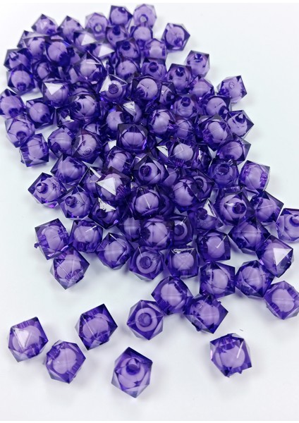 Küp Boncuk Içten Boncuklu Bileklik Çanta Boncuğu 10 mm 50 gr Eflatun - BNC458