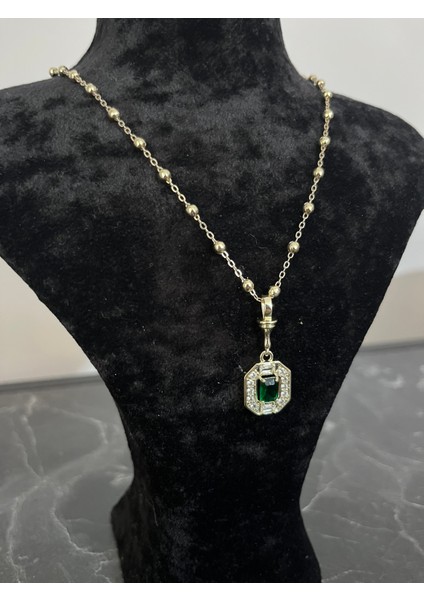 Çelikmini Dorika Taşlı Parlak Işıltılı Leyla Kolye