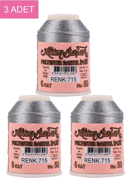 3 Adet Altınbaşak Oya ve Dantel Ipi 20 gr - Royaleks - No: 715