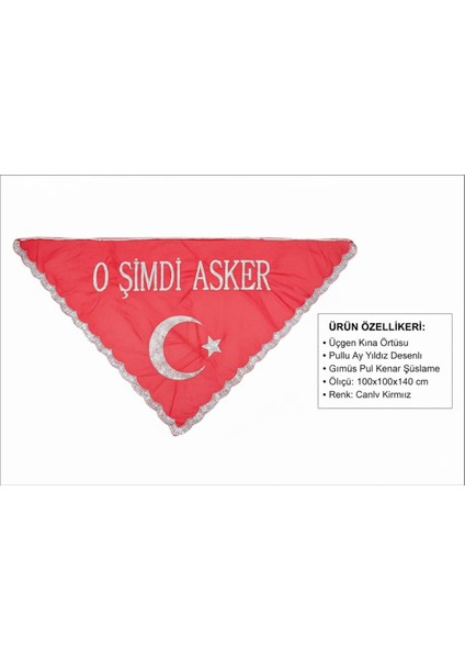Kırtasiye Avm''o Şimdi Asker'' Yazılı Pullu Kına Örtüsü Kırmızı(Asker Duvağı) (Üçgen) Eldiven Hediye fiyatları