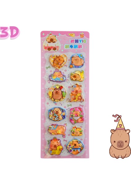 Capybara Disney 3 Boyutlu Sulu Sticker Pembe