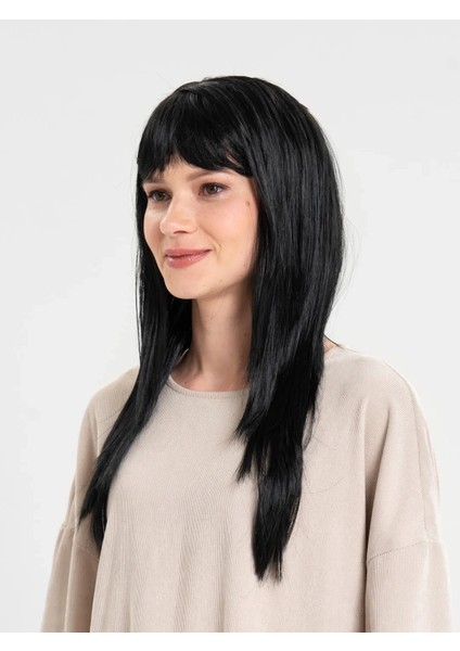 Siyah Renk Uzun Parti Peruğu modelleri