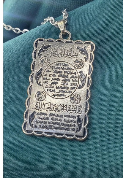 Elva Gümüş Kaplama Hilye-I Şerif Unisex Kolye