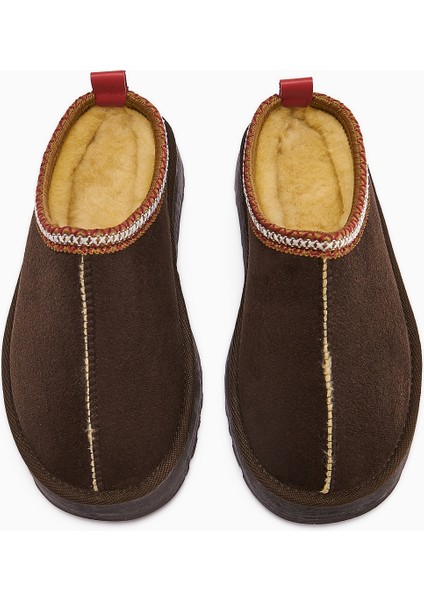 Anne-Liis Kahve Süet Dokuma Detaylı Kışlık Terlik modelleri