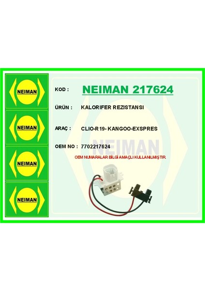 KALORIFER REZISTANSI CLIO-R19- KANGOO-EXSPRES 7702217624