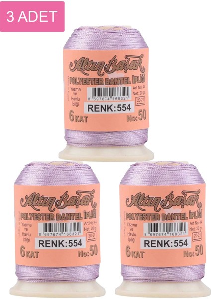 3 Adet Altınbaşak Oya ve Dantel Ipi 20 gr - Royaleks - No: 554