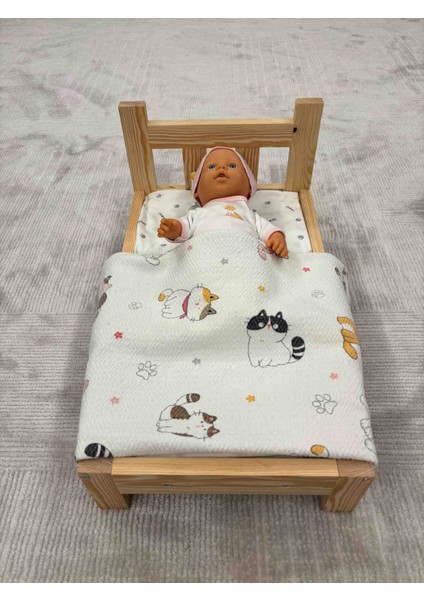 Ahşap Oyuncak Bebek Yatağı (Oyuncak ve Aksesuarlar Hariç)