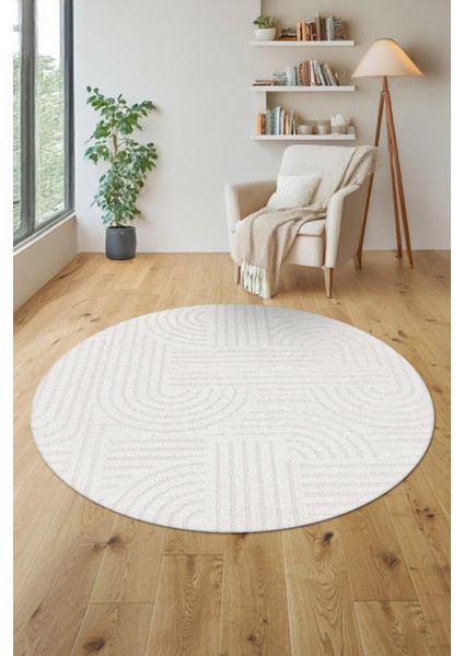 Revna Yuvarlak Halı | Yıkanabilir, Kaymaz Taban, Modern Salon ve Mutfak Halısı