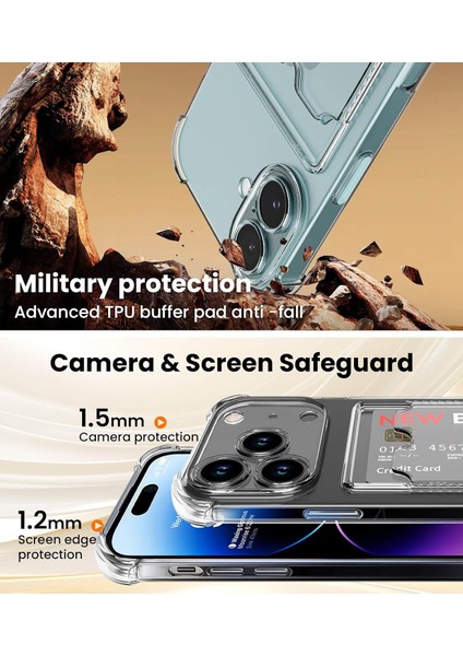 Apple iPhone 17 Pro Uyumlu Kılıf Kartlık Bölmeli Arkası Şeffaf Soft Dayanıklı Kılıf Kapak fırsatları