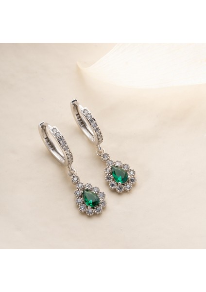 925 Ayar Gümüş Yeşil Damla Taşlı Küpe fiyatları