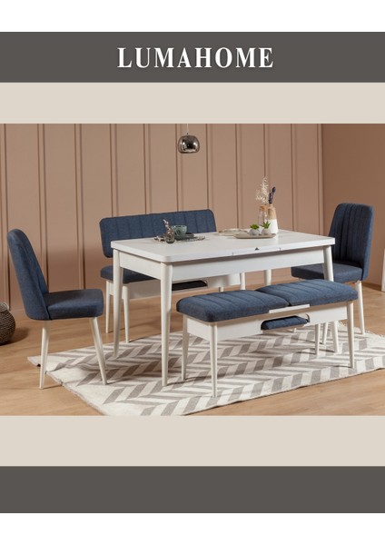 Gordes Extra Beyaz-Lacivert Yemek Masası Takımı fiyatları