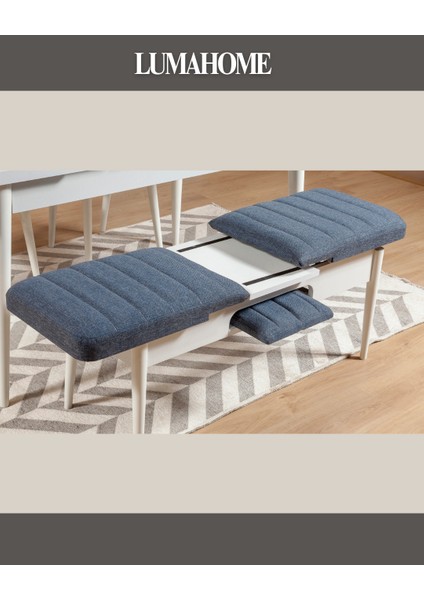 Gordes Extra Beyaz-Lacivert Yemek Masası Takımı indirimleri