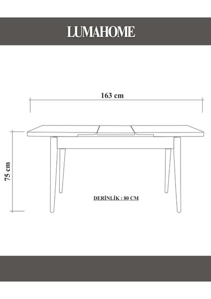 Gordes Extra Atlantik-Antrasit Yemek Masası Takımı