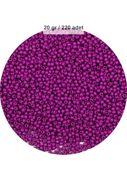 Fuşya Renk 4 mm Yaklaşık 220 Adet/20 Gram Cam Boncuk Oya Yazma Bileklik ve Kolye
