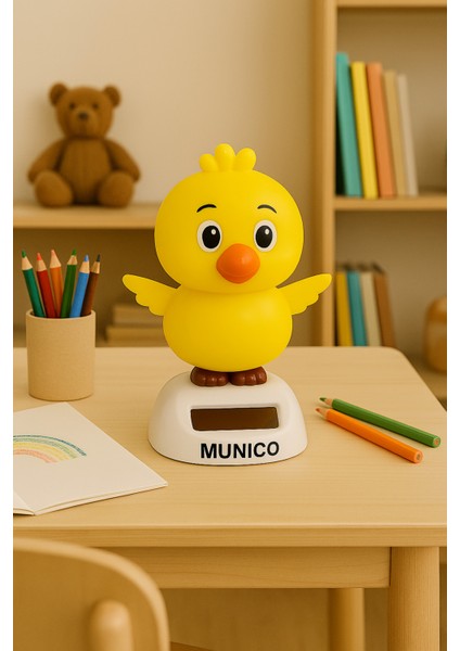 Dans Eden Civciv Figürü – Güneş Enerjili, Çevre Dostu, Çocuklar ve Ofis Için Eğlenceli Dekor