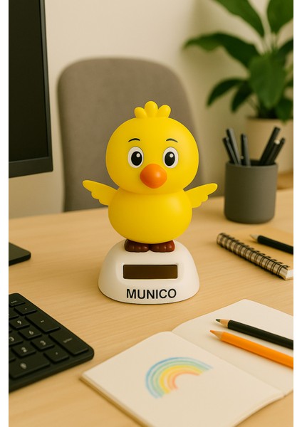 Dans Eden Civciv Figürü – Güneş Enerjili, Çevre Dostu, Çocuklar ve Ofis Için Eğlenceli Dekor