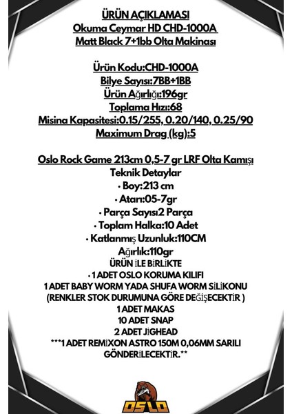 Rock Game 213CM 0,5-7gr Ceymar 1000 8 Örgü Lrf Olta Seti fiyatları