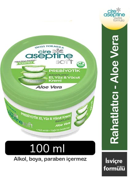 Cire Aseptine Soft Aloe Vera Özlü Yatıştırıcı Besleyici Prebiyotikli Krem 100 ml