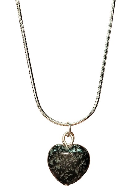 Lav Taşı Doğal Taşı Zincirli El Yapımı Kolye Uç: 1,5 cm Zincir: 20 cm Kutulu