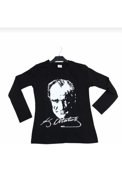 Unısex Çocuk Uzun Kol Ay Yıldız- Atatürk Baskılı T-Shirt fiyatları