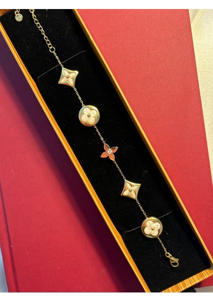 Çelik 14K Kaplama Yonca Desen Bileklik Hediyelik fiyatları