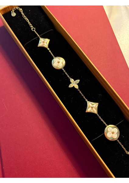 Çelik 14K Kaplama Yonca Desen Bileklik Hediyelik modelleri