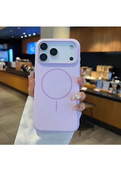 iPhone 17 Pro Max Kılıf Içi Süet Kadife Dışı Yumuşak Pürüssüz Liquid Neon Renkli Magsafe Manyetik