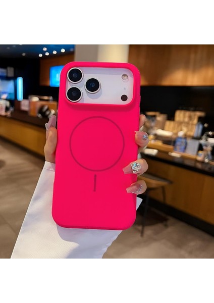 iPhone 17 Pro Max Kılıf Içi Süet Kadife Dışı Yumuşak Pürüssüz Liquid Neon Renkli Magsafe Manyetik