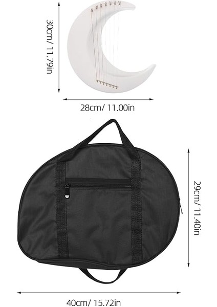 Mini 7 Telli Lir Arp Ay Şeklinde Ahşap Telli Çalgı ve Akort Anahtarı ile Müzik Pratiği Öğrenme ve Performans Için fırsatları