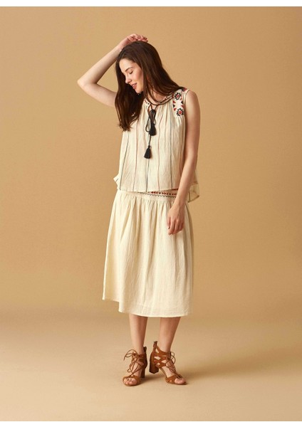 Bel Detaylı Etek Krem Y1861103_047