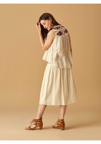 Bel Detaylı Etek Krem Y1861103_047 fiyatları