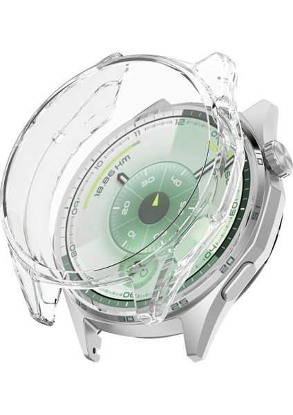 Huawei Gt6 46MM Plating Şeffaf Silikon Kasa Ekran Koruyucu - Akıllı Saat Ekran Koruyucu