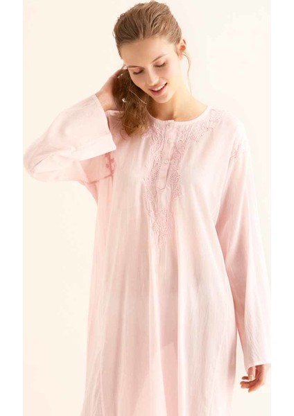 İşlemeli Açık Günlük Elbise Pembe Y9962103_038